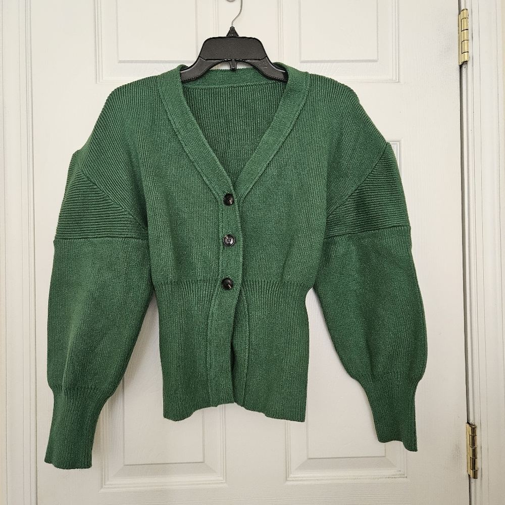 Chunky Green Cropped Cardigan